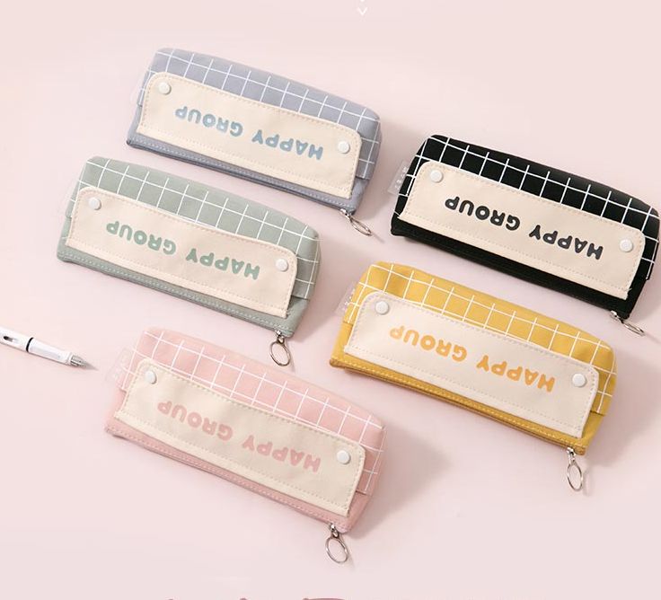 Canvas pen bag Large capacity high school cute simple triangle girl ins Korea Japanese girl heart stationery pen storage bag boy primary school pencil case