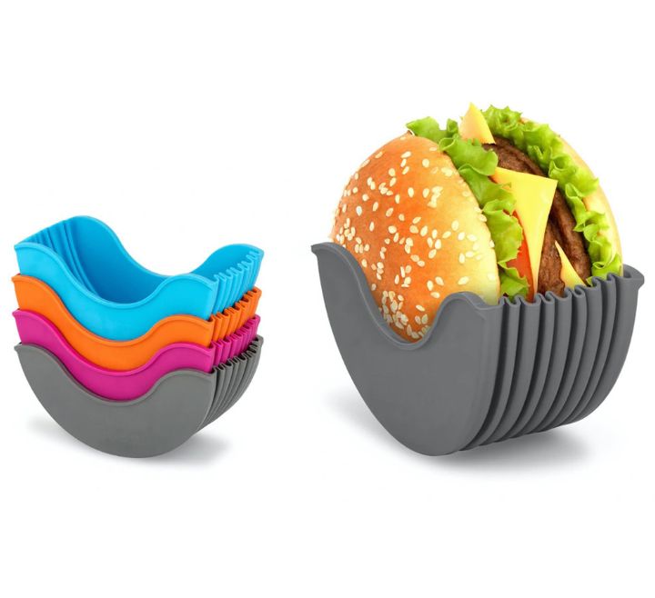 Hamburger fixed box Drop resistant retractable hamburger holder Contact free food hamburger box