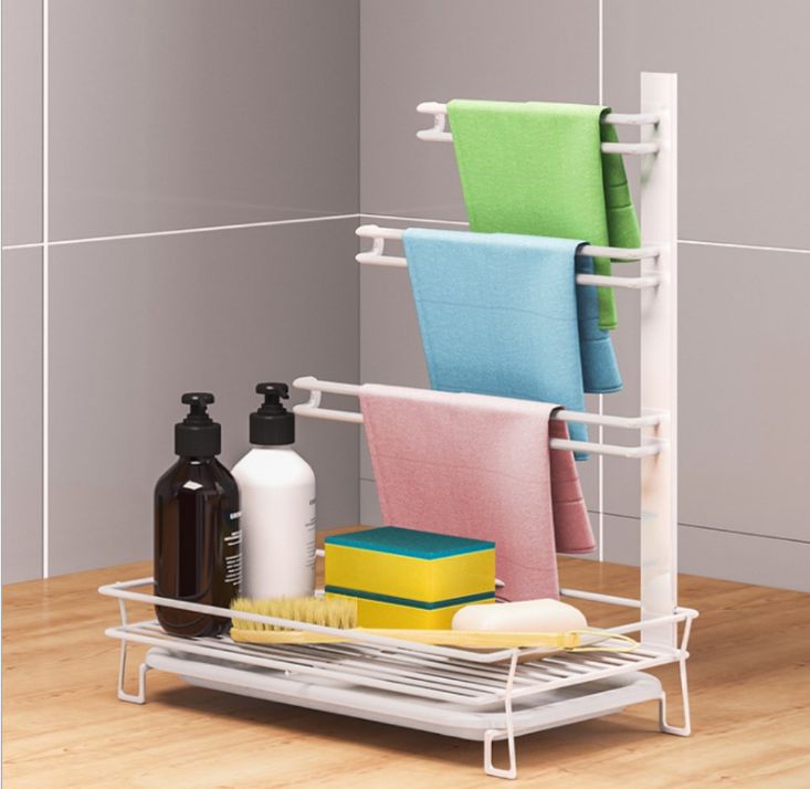 Countertop vertical dish cloth rack, washcloth rack, hand sanitizer, kitchen drain cloth rack, sink rack