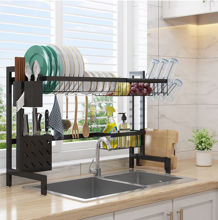 Kitchen stainless steel countertop sink rack Multi-functional dish storage rack