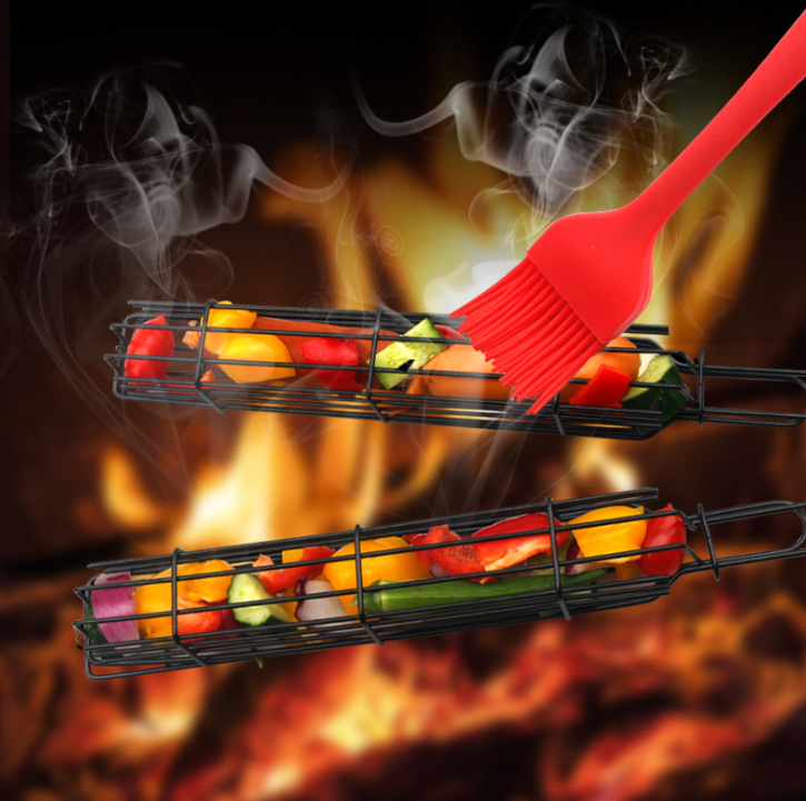 Hot-selling barbecue network, hot dog barbecue grill, sausage grill, meat grill, wooden handle, BBQ grill, barbecue rack detail image 3