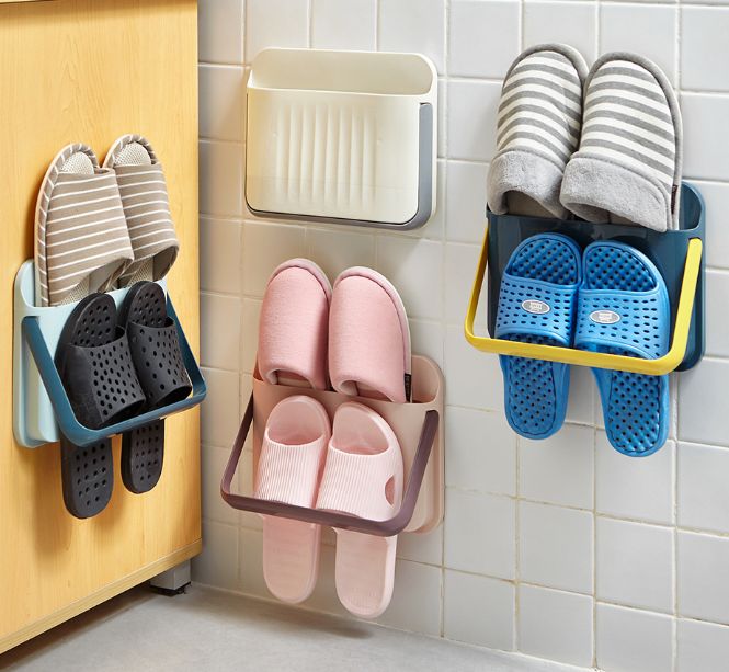 Wall-mounted shoe rack Shoe storage rack Bathroom slipper rack storage accessories Double-wall shoe rack