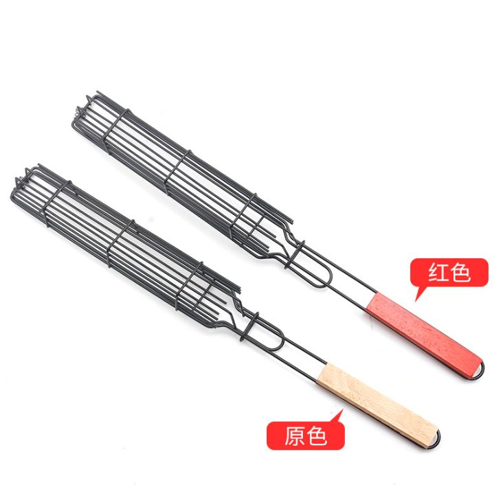 Hot-selling barbecue network, hot dog barbecue grill, sausage grill, meat grill, wooden handle, BBQ grill, barbecue rack Application Scenario