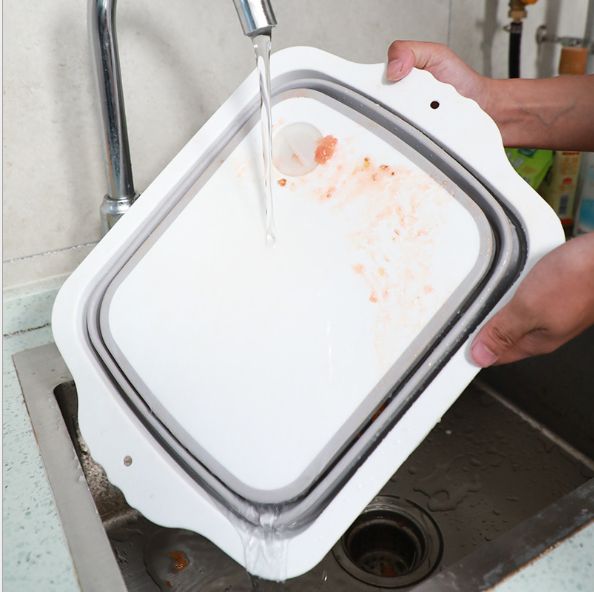 多功能可折叠菜板沥水篮厨房洗菜篮加厚水果塑料便携折叠洗菜盆