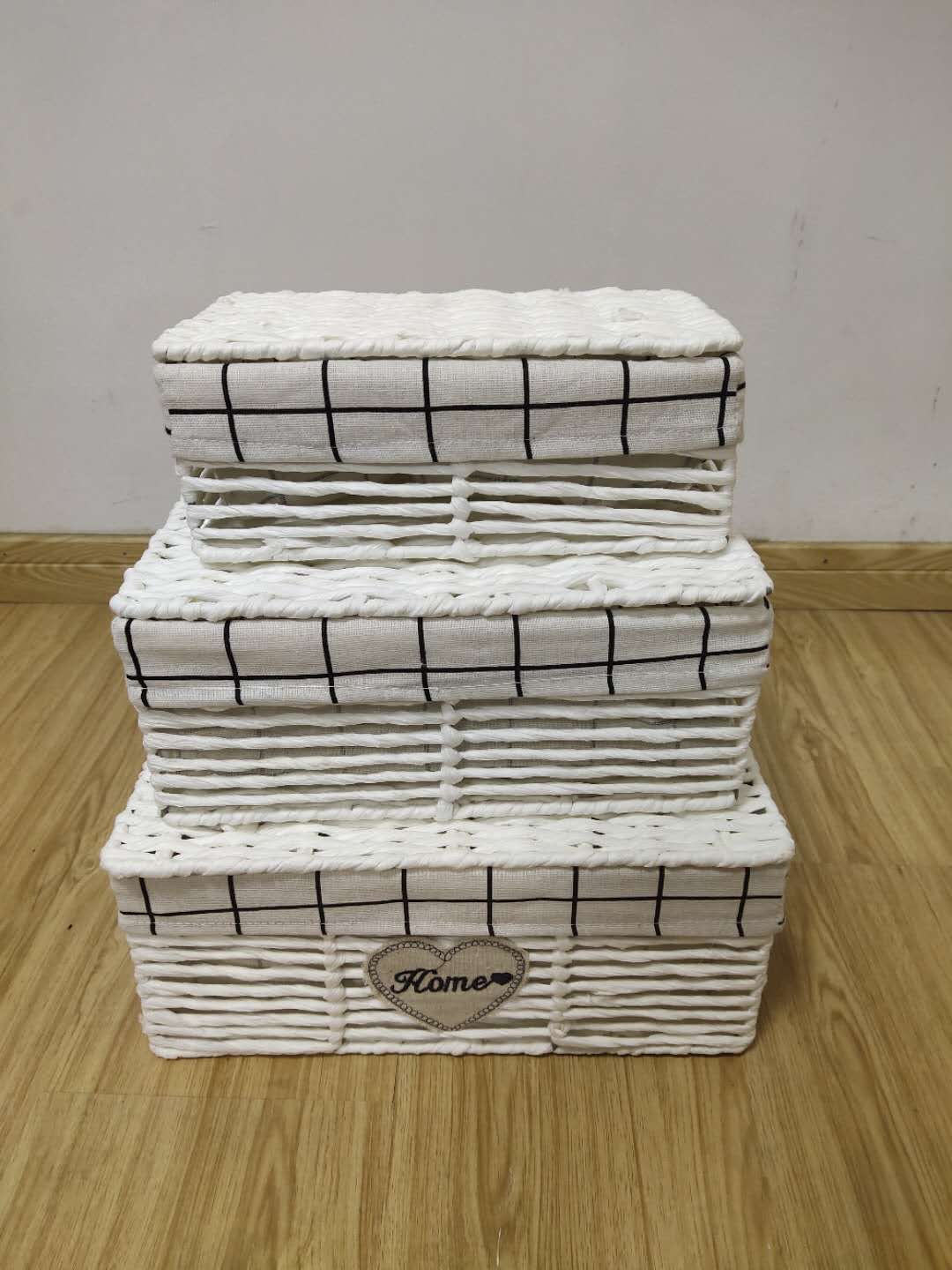 居家收纳篮收纳筐收纳防尘置物篮多功能整理箱家用经典带盖收纳篮