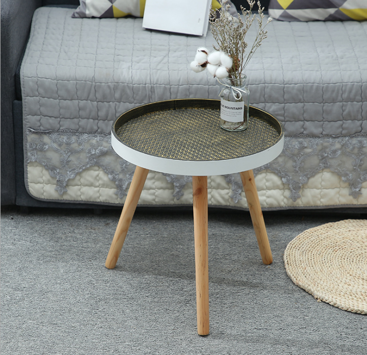 Retro carved coffee table, small round table, creative homestay, bay window coffee table, bedroom, home balcony small round table detail image 2