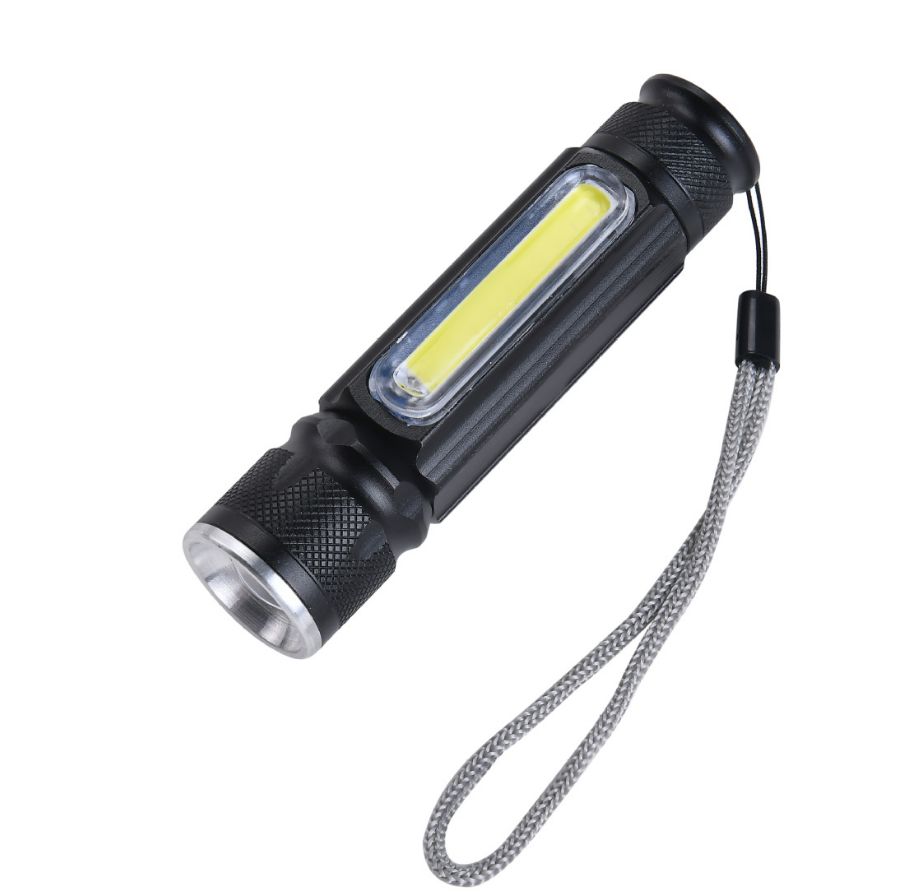 跨境COB工作灯伸缩调焦强光手电筒铝合金内置USB充电防水骑行照明灯