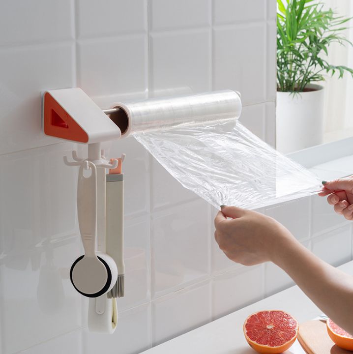 家用免钉旋转六头挂钩厨卫毛巾抹布沥水挂杆卷纸保鲜膜收纳挂架