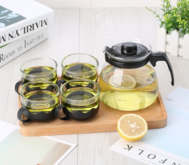 Heat-resistant glass teapot, flower tea health pot, five-piece set, Gongfu tea set, portable tea set, only for foreign trade and export, only for foreign trade and export, only for foreign trade and export
