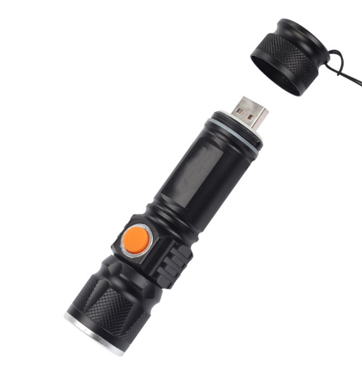 强光远射USB充电手电筒伸缩变焦led铝合金内置锂电池防水迷你手电筒