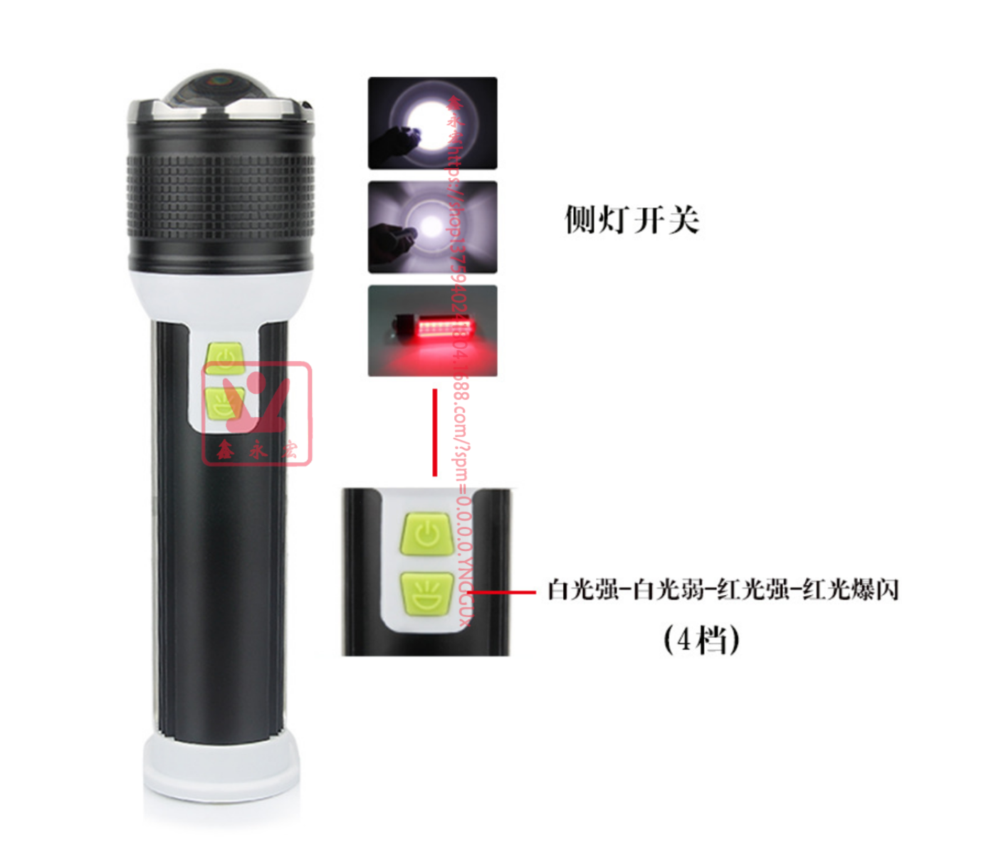 跨境COB工作灯伸缩调焦T6强光手电筒铝合金内置USB充电防水骑行照明灯详情图7