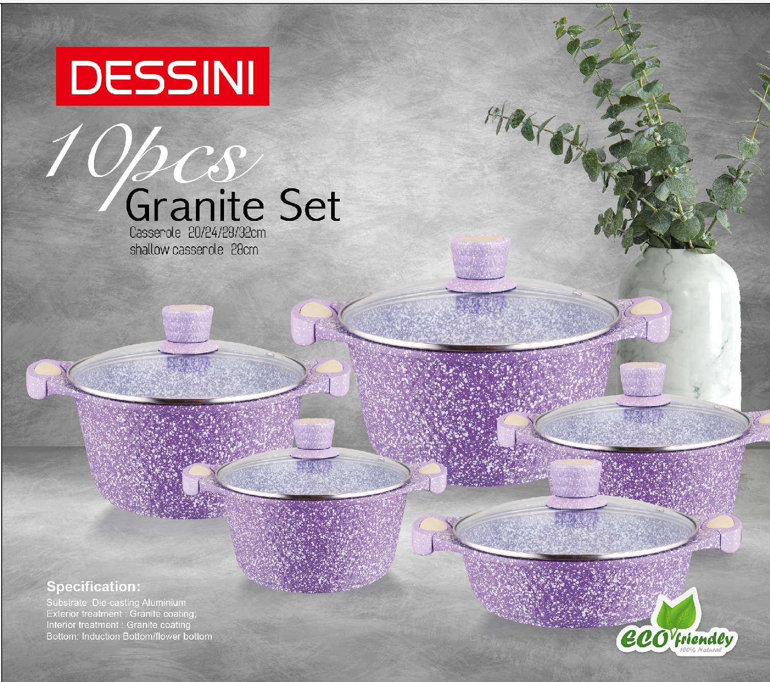 10-piece set of soup pot with broken diamonds, marble and tourmaline non-stick multi-functional pot set undefined