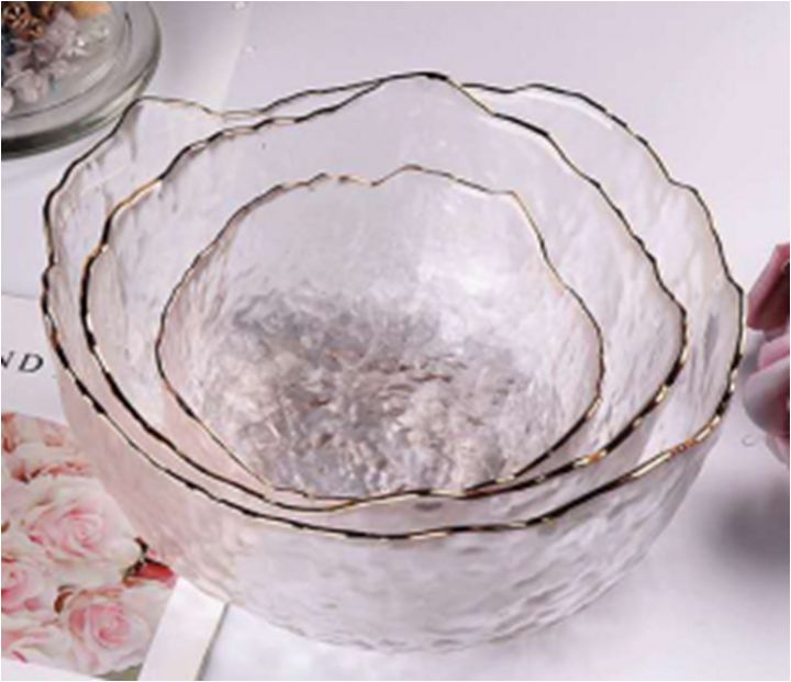 Yiwu Quality salad bowl: Transparent gold-painted small tea-washed salad bowl