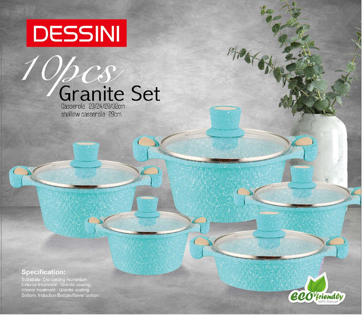 10-piece set of soup pot with broken diamonds, marble and tourmaline non-stick multi-functional pot set undefined