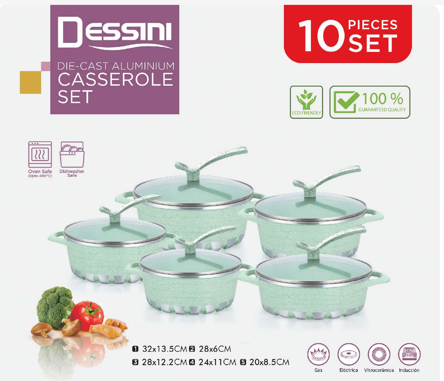 10-piece set of stand-up lid soup pot line clause Lightning marble tourmaline non-stick pot multi-functional set pot Item Picture