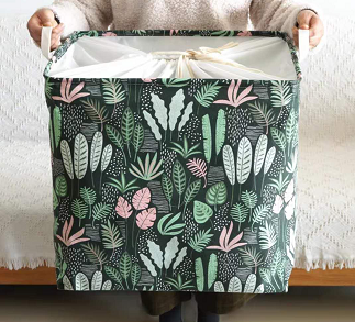 Large Bunched Mouth Dustproof Storage Box Cotton-Padded Quilt Storage Box Cotton And Linen Extra Large Storage Box Multi-Color Optional Size 50/40/50Cm