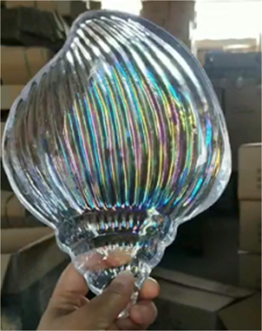 Yiwu quality transparent gold-plated conch plate for cooking. Plate detail image 2