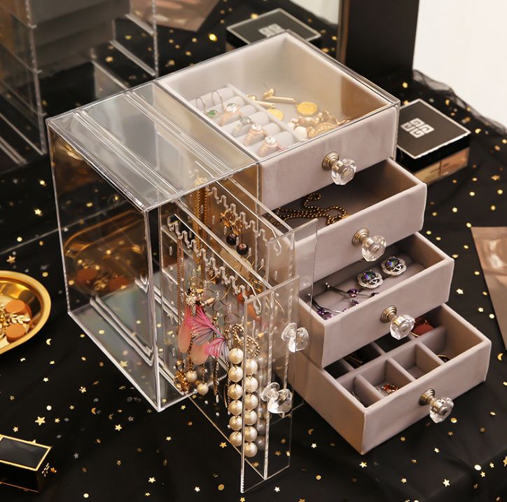 Home tabletop earrings jewelry necklace storage rack Multi-layer jewelry box jewelry hanger earrings jewelry storage box