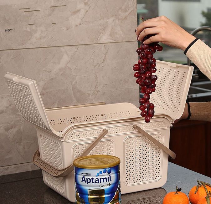 Household kitchen storage basket Camping portable plastic storage basket Vegetable and fruit drinks vegetable outdoor clamshell basket