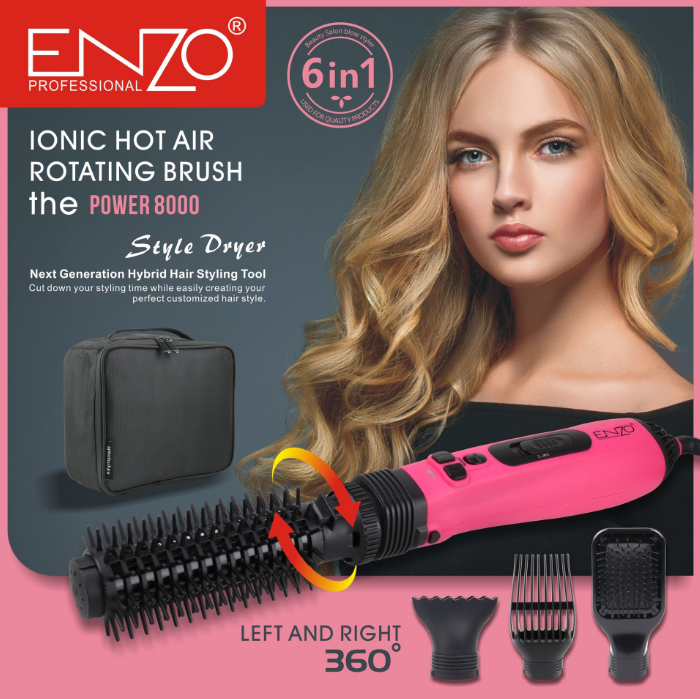 Enzo multi-functional four-in-one negative ion dry and wet dual-purpose electric hair dryer, straightener, curling iron and hot air comb detail image 1