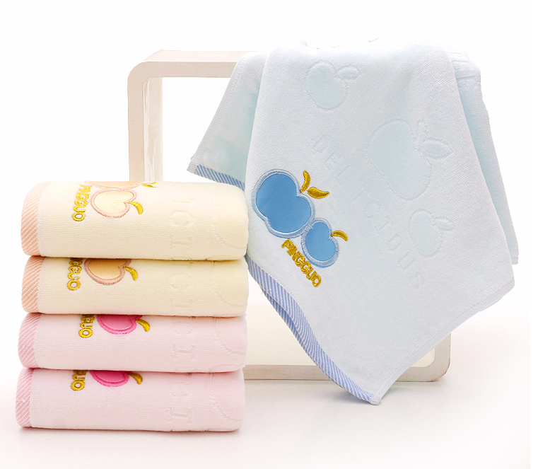 Three Jun Cut Velvet Embroidered Apple Towel Face Towel Absorbent Cotton Wipe Face Towel undefined