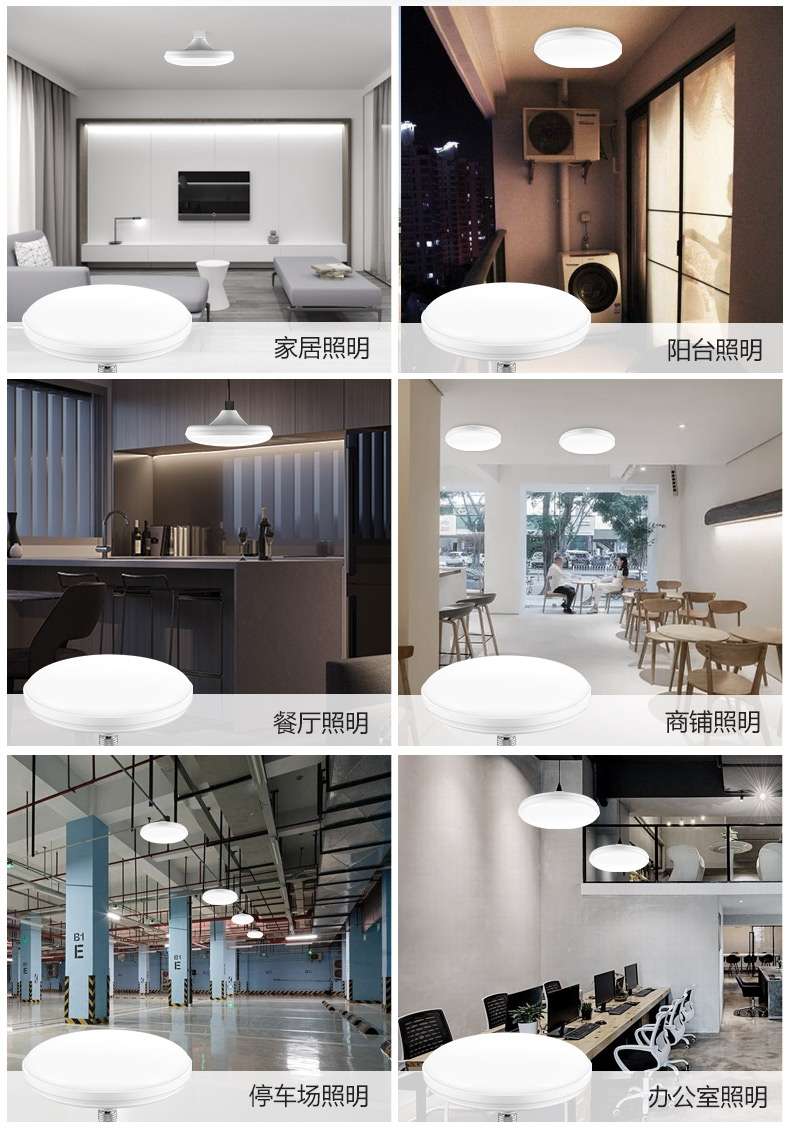 Bull LED20W disc-shaped lamp E27 screw-on lamp head, natural white light, insect-proof, dust-proof and water-proof Item Picture
