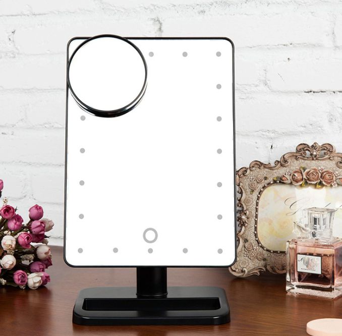 New LED light mirror with light light touch 20LED makeup mirror with magnifying glass girl beauty touch up mirror