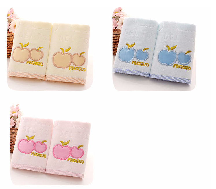 Three Jun Cut Velvet Embroidered Apple Towel Face Towel Absorbent Cotton Wipe Face Towel Item Picture