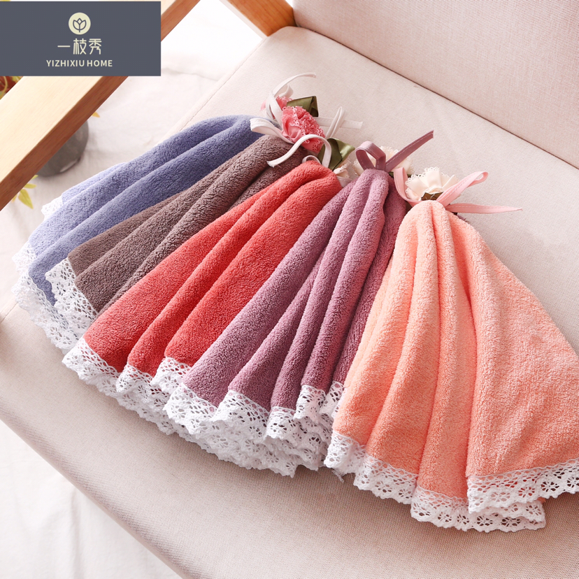 一枝秀水晶之恋毛巾 珊瑚绒擦手巾珊瑚绒毛巾吸水擦手巾9804详情图1