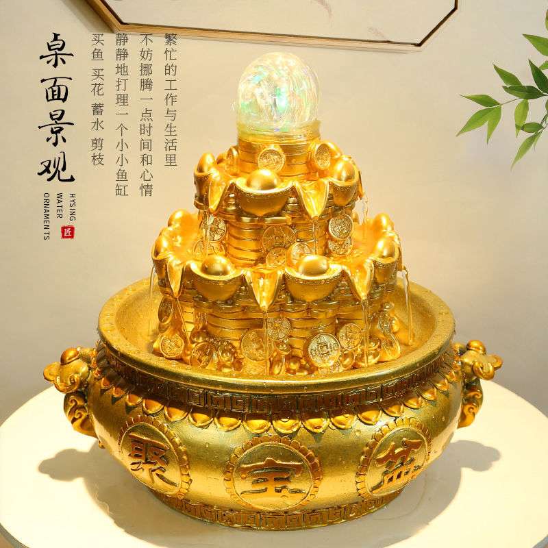 假山流水喷泉树脂摆件创意树脂工艺品家居装饰品
