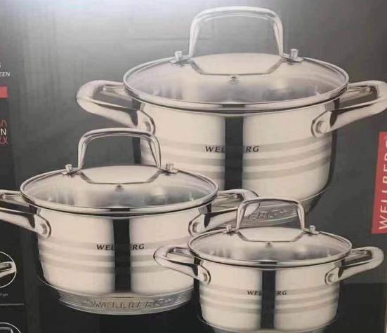 Stainless steel pot set of 3 pieces 161820
