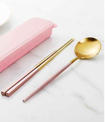 粉色/金筷勺/便携餐具产品图