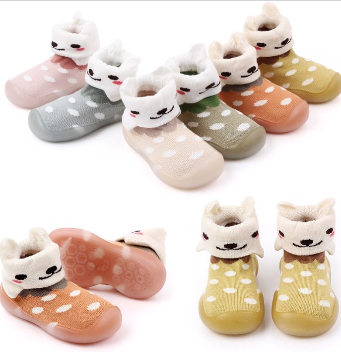 秋季新款中筒地板袜防滑婴儿胶底袜 批发圆点卡通宝宝袜子鞋