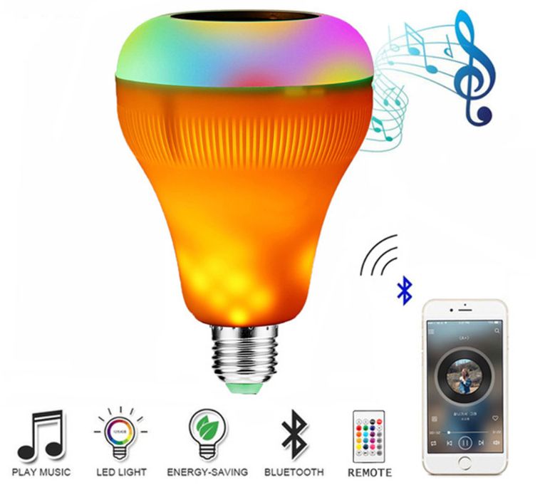 Bluetooth music Flame bulb intelligent remote control non-pole dimming LED Bluetooth speaker bulb bulb colorful color change thumbnail