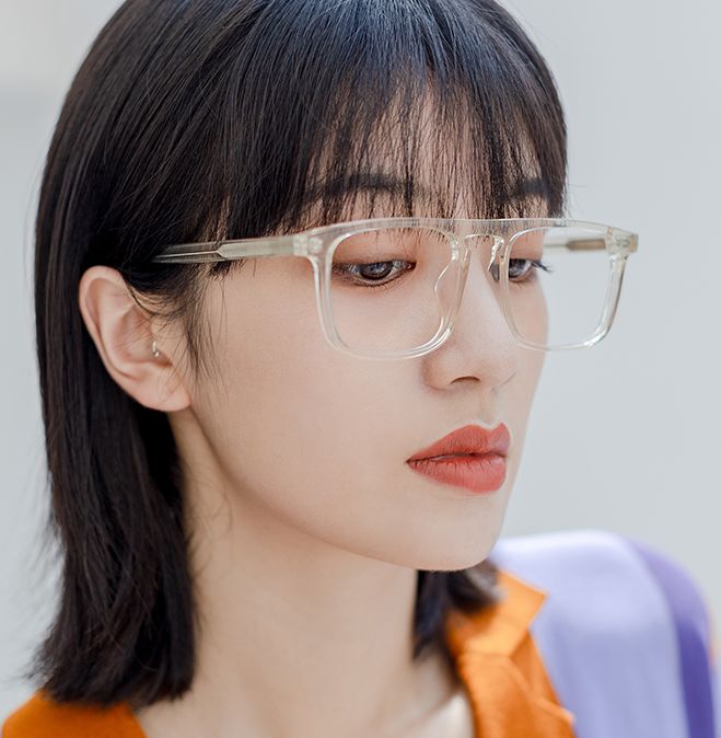New Korean-style fashionable large-frame transparent flat light glasses for cross-border street photography, the same slimming glasses frame as the popular ones details Picture