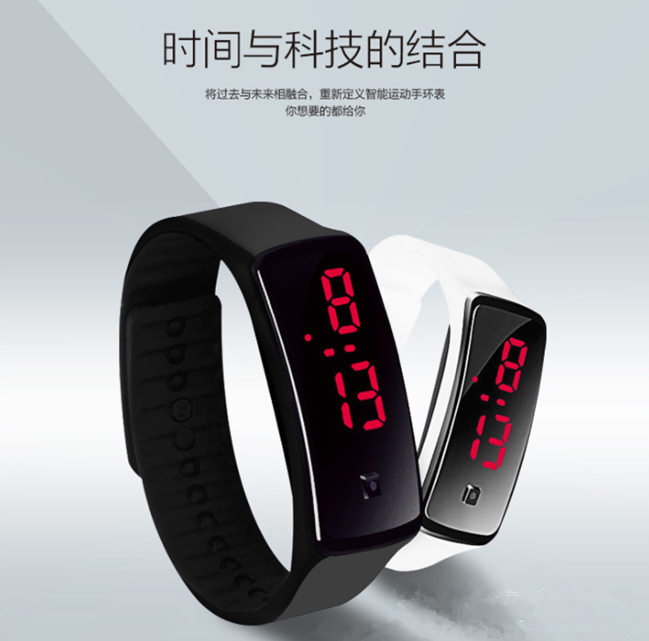 时尚运动墨镜led手表男女学生二代手环led硅胶手表详情图3