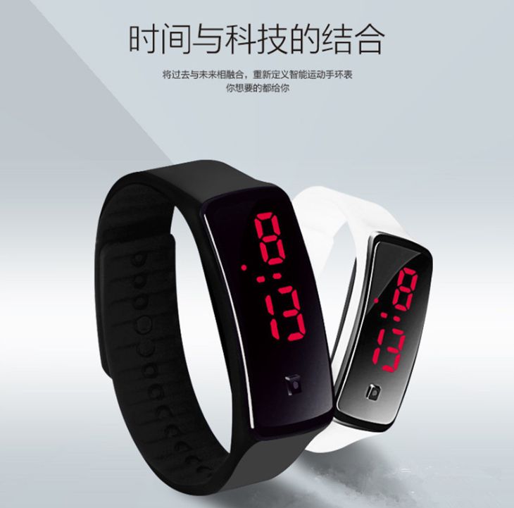 时尚运动墨镜led手表男女学生二代手环led硅胶手表细节图
