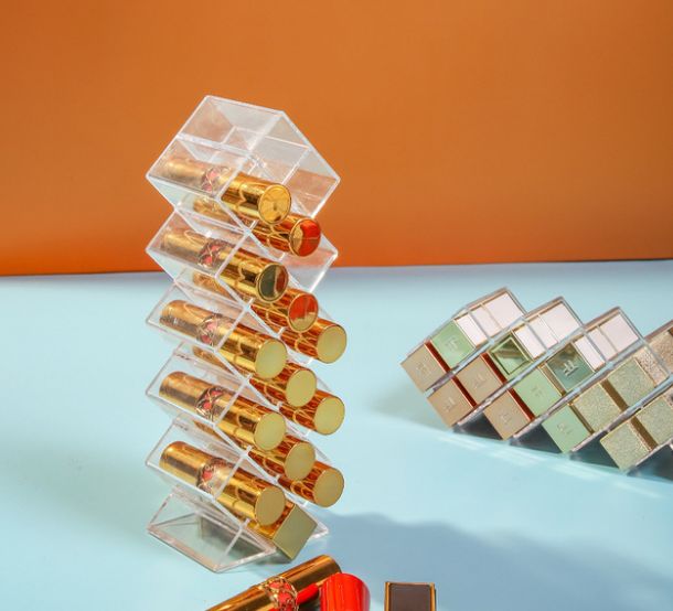 Acrylic clear lipstick organizer Desktop dresser with split lipstick organizer