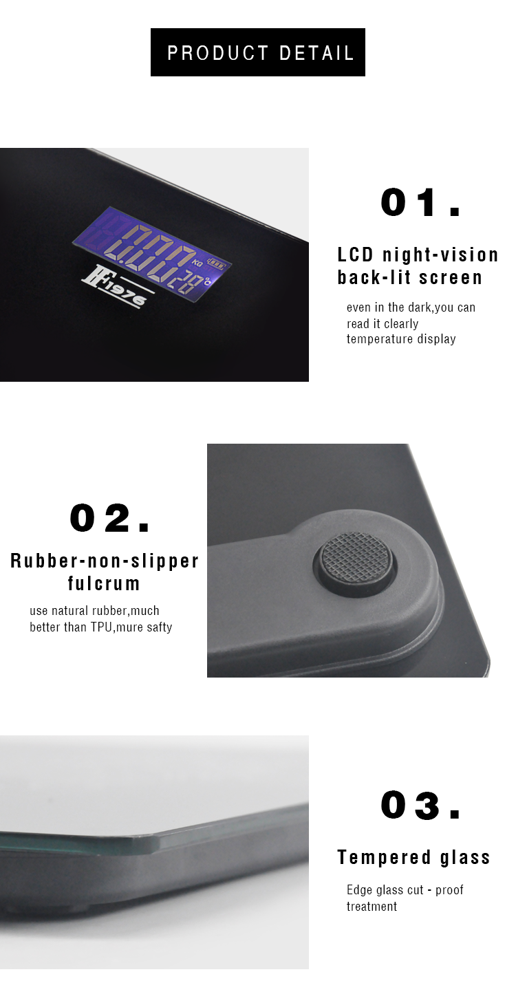 [FF1976-A16994] Tempered glass electronic body scale: Simple, elegant and practical weighing scale detail image 3