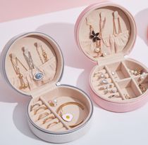 PU leather simple jewelry box earrings Creative portable jewelry storage box Earrings studs small jewelry box