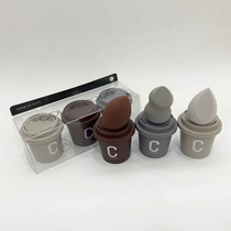 002 Coffee cup Three powder puff three color makeup egg makeup tools
