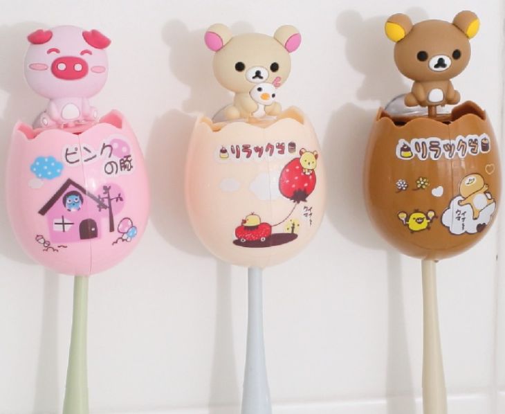 Cartoon animal egg type toothbrush holder Single sucker KT toothbrush holder Egg sucker toothbrush