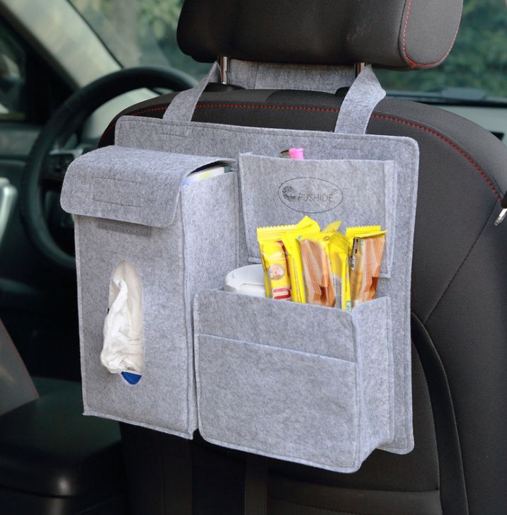 Car seat back bag Storage bag Multi-functional seat back sundry bag Storage box storage bag Car suspension bag Specification drawing