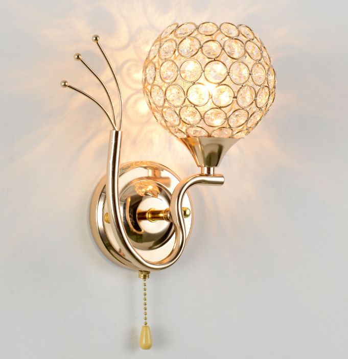 New wall lamps, LED bedroom bedside crystal lamps, modern and simple staircase creative living room lamps details Picture