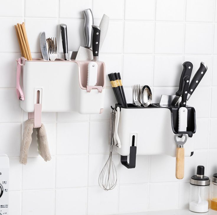 Multi-functional wall hanging chopsticks container Creative chopsticks container Household chopsticks container kitchen tableware spoon storage box