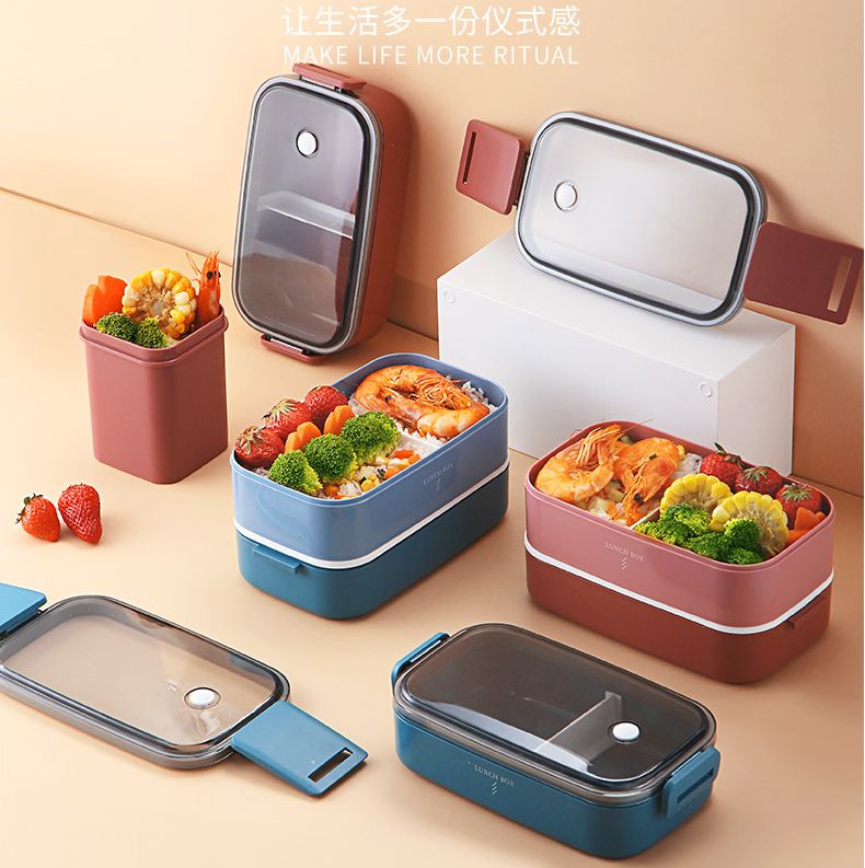 Wheat straw insulated bento box cutlery set Portable lunch box Sealed lunch box Divided lunch box for students