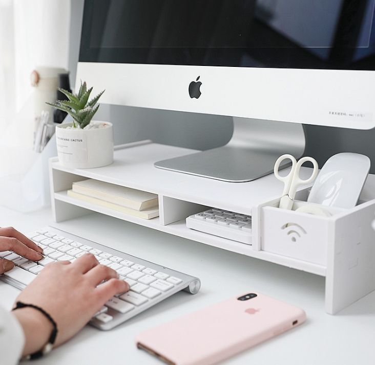 Office desktop multi-functional shelf with drawer desktop computer screen neck support monitor heightening stand