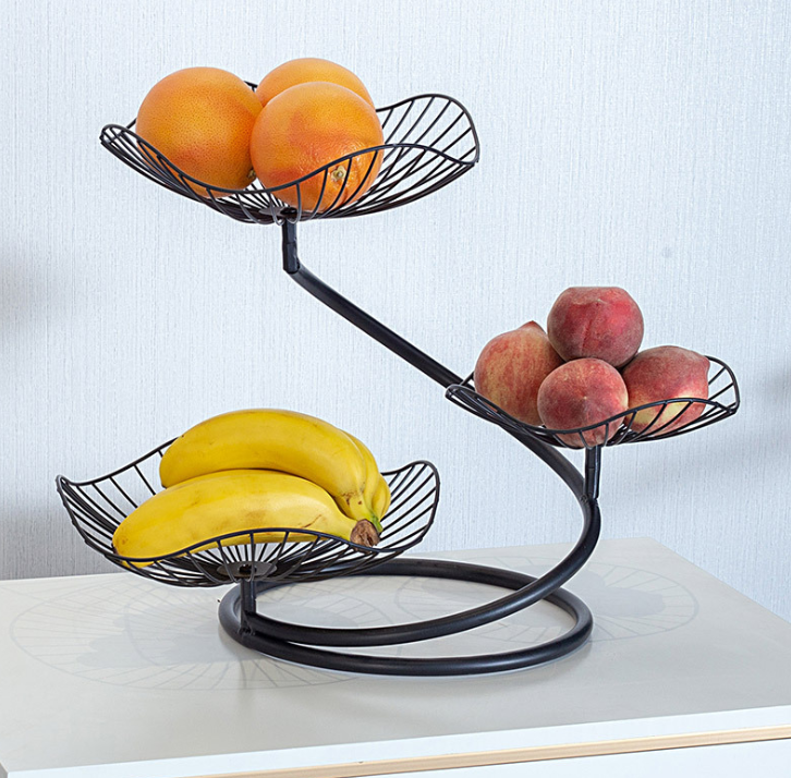 Nordic fruit platter, a creative modern living room home three-layer fruit platter, simple ironwork multi-layer fruit platter, high-end and exquisite detail image 4