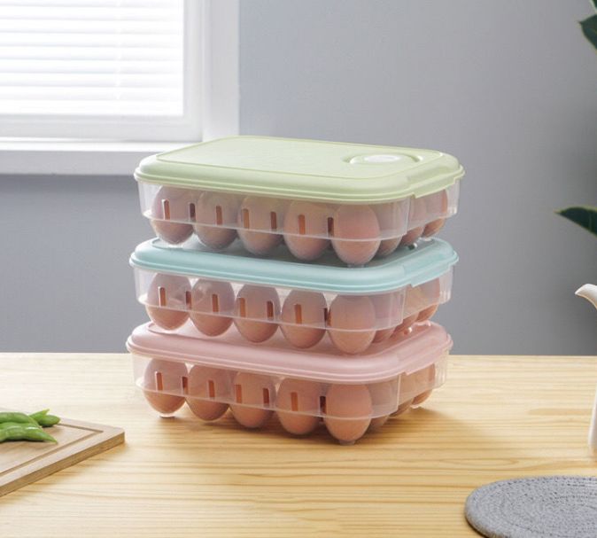 单层鸡蛋盒 塑料透明不分格速冻饺子盒 可叠加冷冻保鲜盒