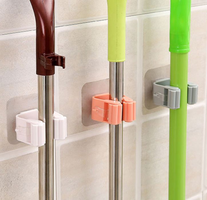 Traceless mop clip Mop hanger for household necessities Punch free mop clip for bathroom sticky hook broom hanger